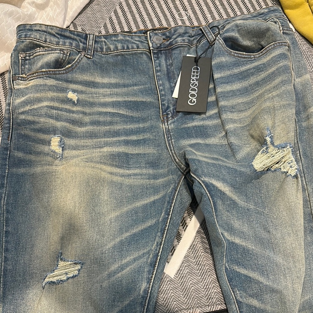 Men's Skinny Jeans - Distressed Blue